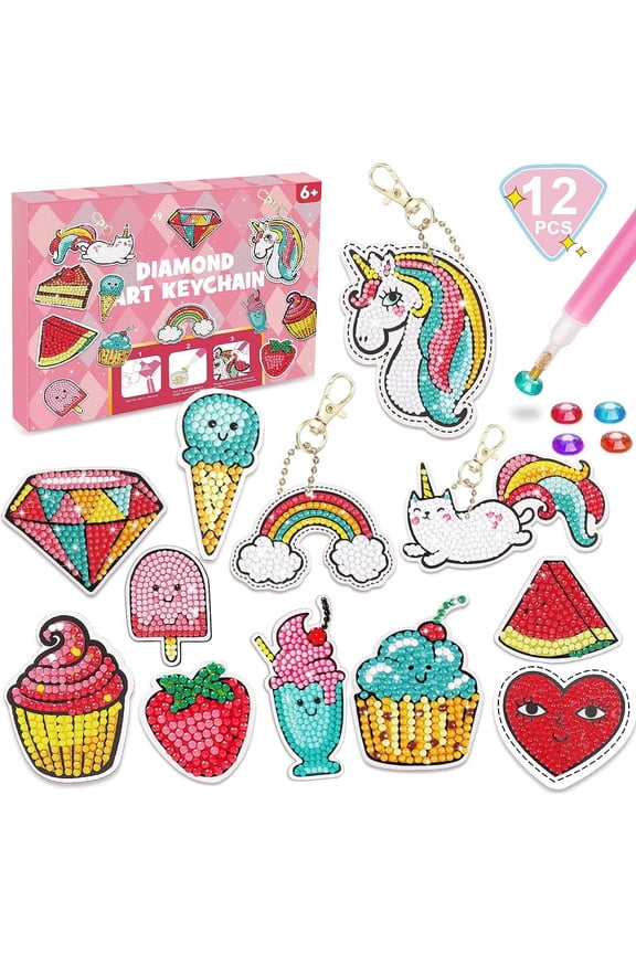 Arts and Crafts for Kids, Diamond DIY Painting Stickers, Make Your Own Keychains Craft Kits for Girls, Toys for Girls Ages 5 6 7 8 9 10 11 12 Years Old