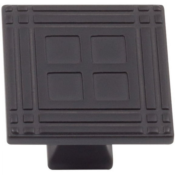 Arts & Crafts Square Cabinet Knob, Matte Black by Stone Harbor Hardware