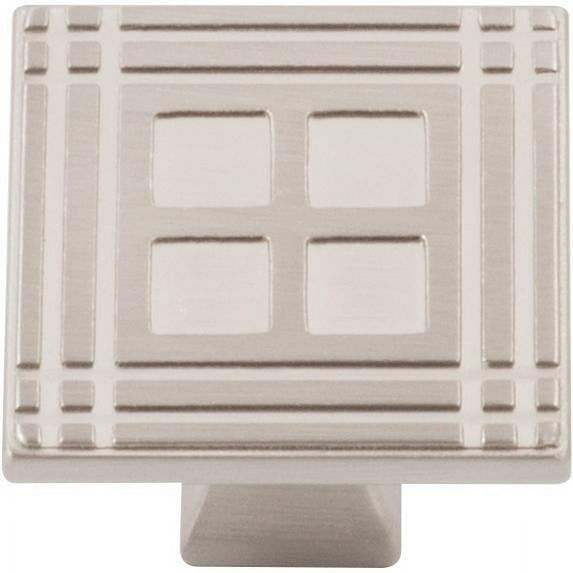 Arts & Crafts Square Cabinet Knob, Satin Nickel by Stone Harbor Hardware