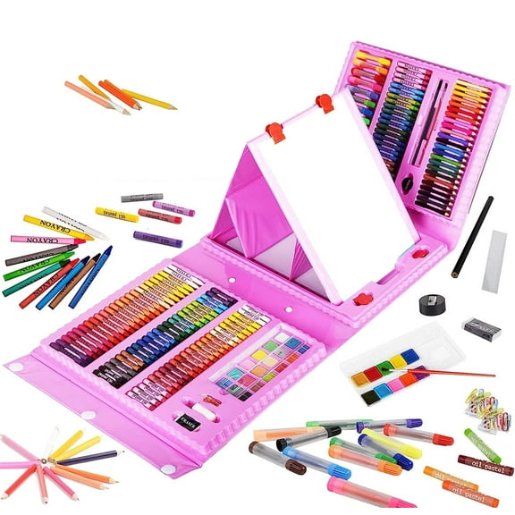 Arts and Crafts Supplies,Bexikou 208Pcs Drawing Painting Set for Kids Girls Boys Teens, Coloring Art Kit Gift Case: Crayons, Oil Pastels, Watercolors Cake, Colored Pencils, Sketch Paper