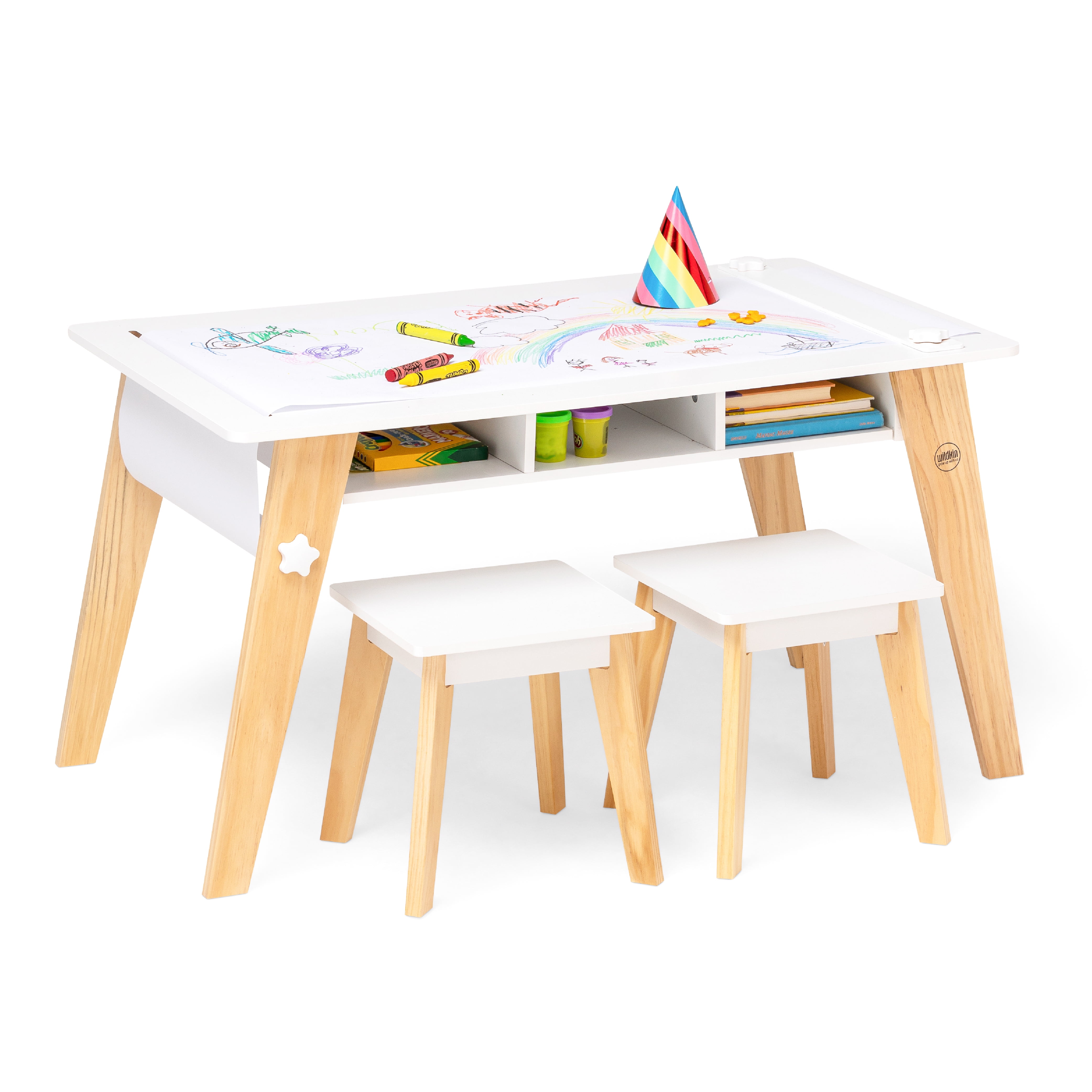 Gdlf Kids Art Table and Chairs Set Craft Table with Large Storage Desk and Portable Art Supply Organizer for Children Ages 8-12, 47 L x 30 W