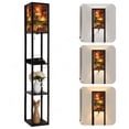 thumbnail image 1 of Arts Floor Lamp with Shelves Corner Bookshelf Lamp for Living Room Bedroom Office Decor, Western Twilight Campfire Cowboys Stone Circle Art LED Modern tall Lamp with 3 Color LED Bulb, 1 of 5