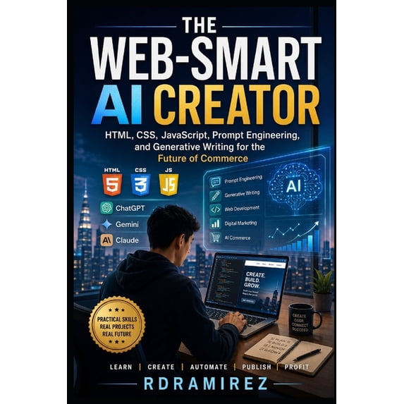 Arts and Trade The Web-Smart AI Creator: HTML, CSS, JavaScript, Prompt Engineering, and Generative Writing for the Future of Commerce, Book 5, (Paperback)