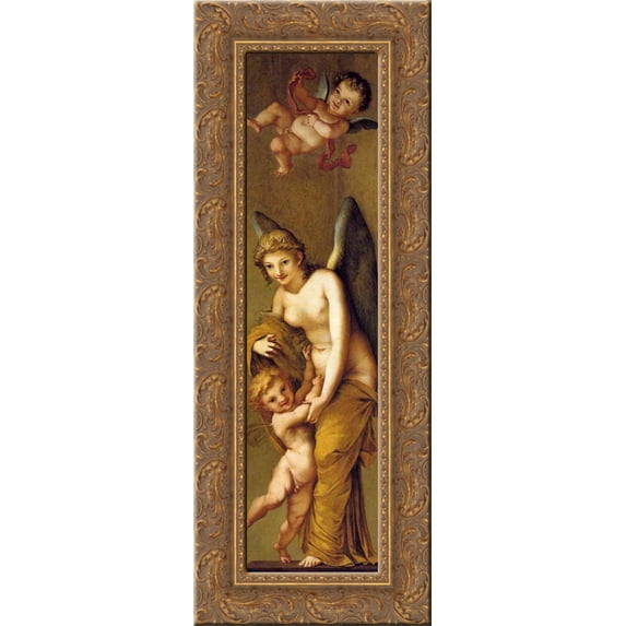 Arts, Wealth, Pleasure and Philosophy: Pleasure 12x24 Gold Ornate Wood Framed Canvas Art by Prud'hon, Pierre Paul