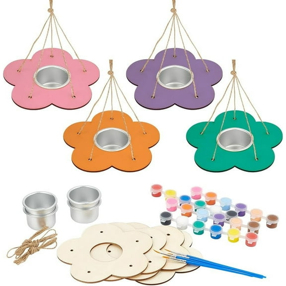 Arts and Crafts Birdfeeders for Outside 4set DIY Wooden Paint Kits Outdoor for Boys &Girls Age DIY