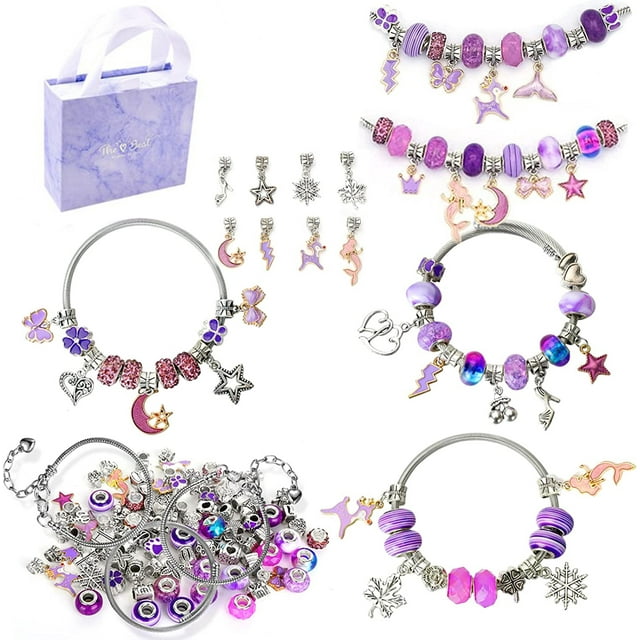 Arts and Crafts DIY Jewelry Maker Set for Kids, Beads Bracelets and Necklace Making Kit for