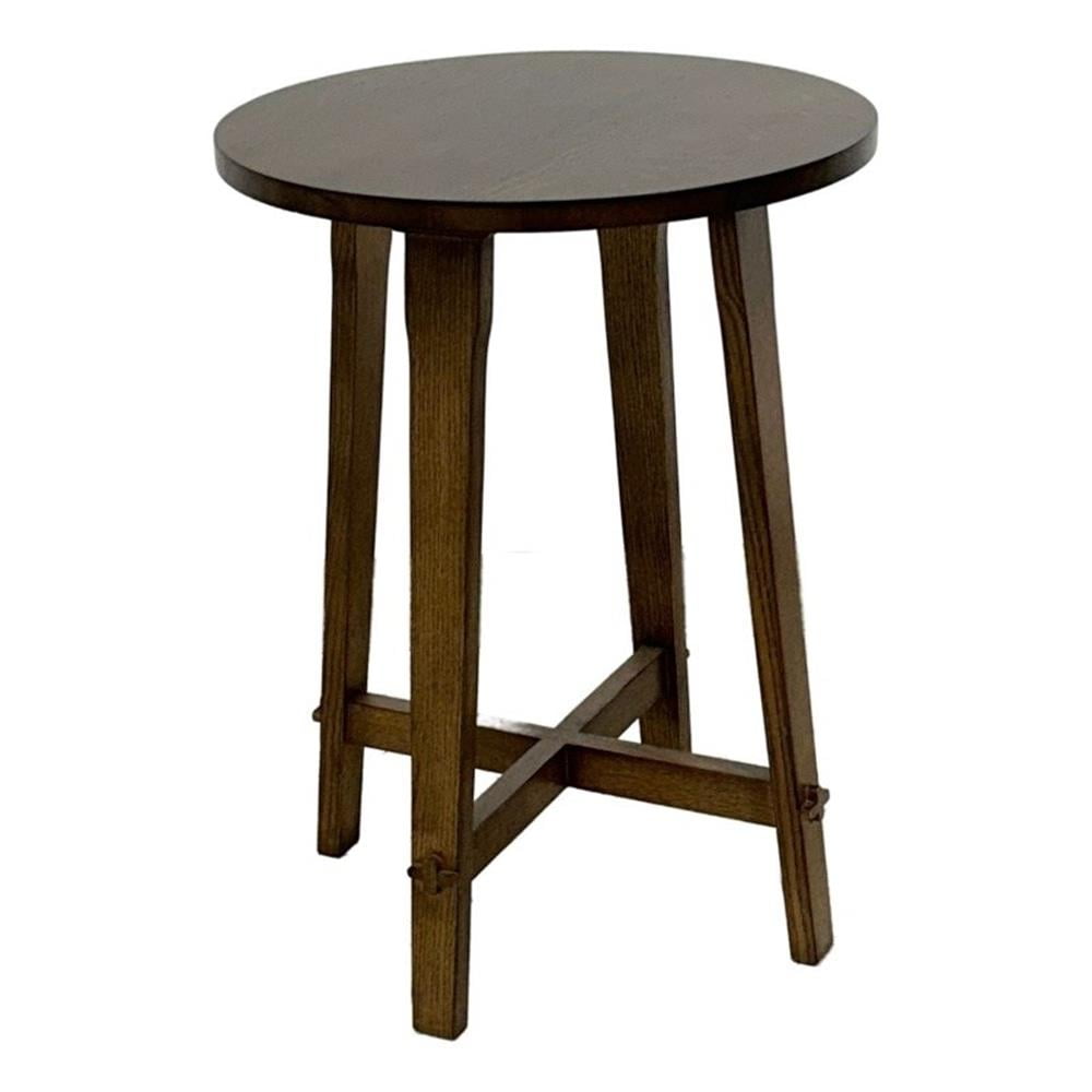 Walnut Stain Round Solid Oak End Table