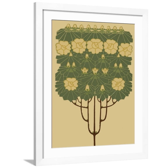 Art.com Arts and Crafts Tree IV Art Print by Vision Studio, White Frame Wall Art, 32" x 40"