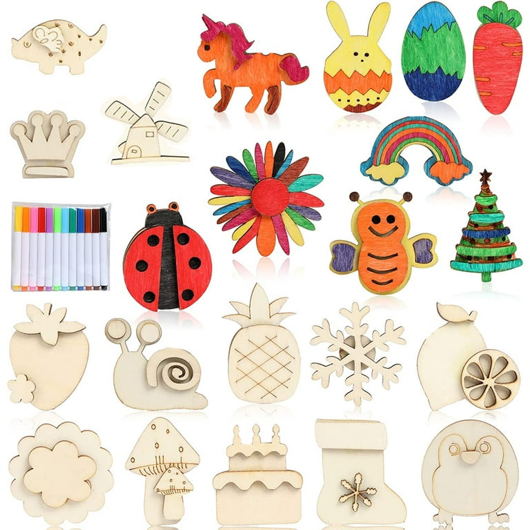 Arts and Crafts for Kids, 36 DIY Wooden Magnets, Art Supplies for Kids,  Toys for Girls Boys 4 5 6 7 8 9 10 Years
