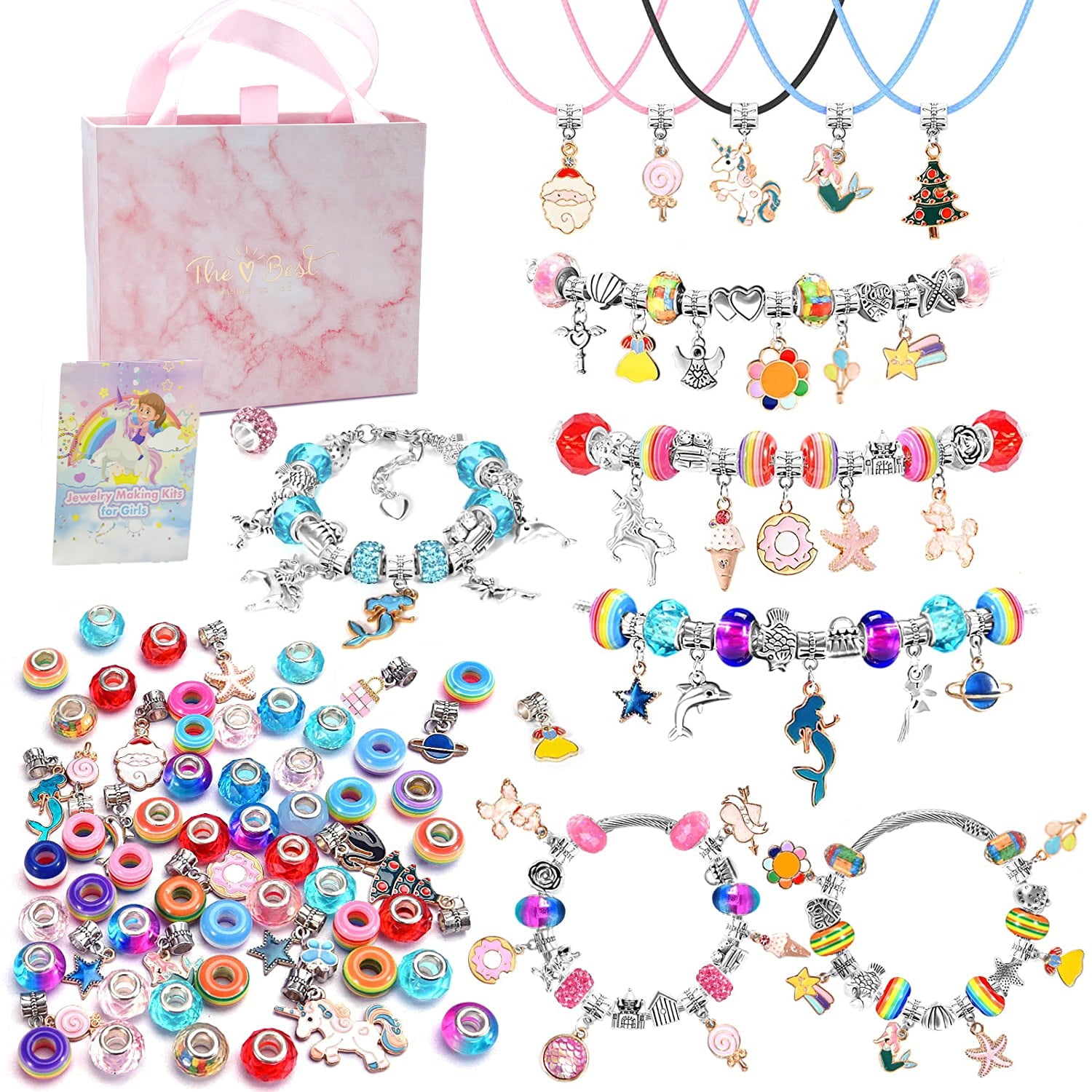 SUORFOXS Arts and Crafts for Kids, Bracelet Making Kit Toys for Girls, Arts and Crafts Supplies for Girls Ages 4 5 6 7 8 9 Year Old