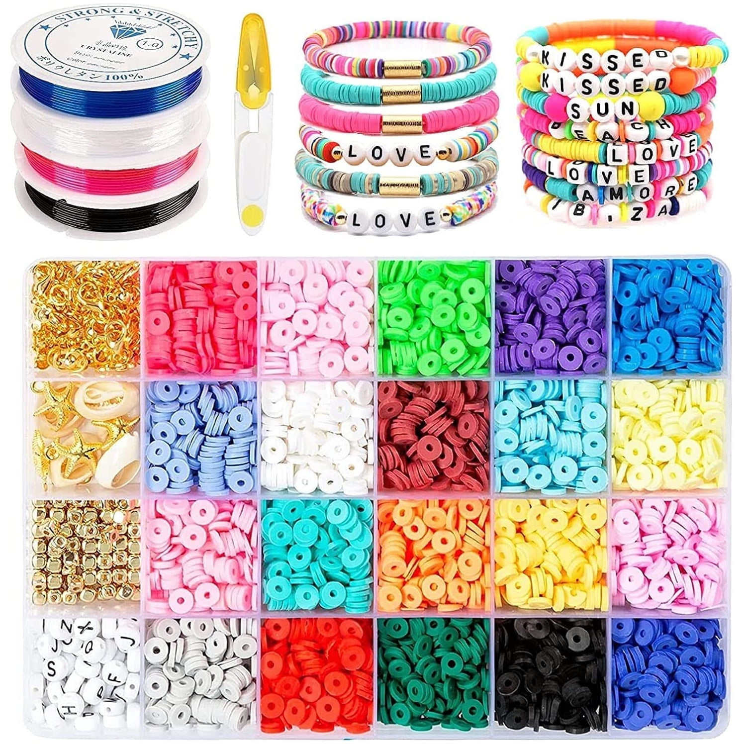 Amazon.com: Clay Beads Bracelet Making Kit for Girls, DIY Friendship  Jewelry Making Kit with Cords Scissor Tweezer, Heart Pony Alphabet Letter  Beads for Earring Necklace Keychain Making, Valentine's Day Gift