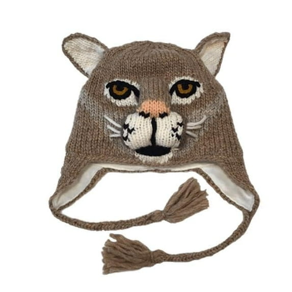 Arts of Ecuador Youth Size Cougar Hat, 19 Inch in Circumference and Stretch to 22 Inch, Wool with Acrylic Lining