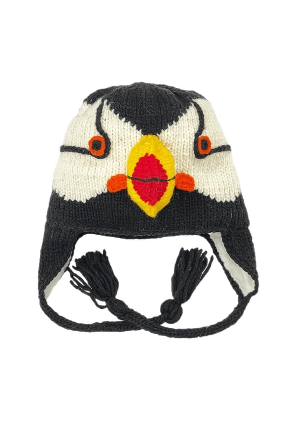 Youth Size Puffin Hat, 19 Inch in Circumference and Stretch to 22 Inch, Wool with Acrylic Lining