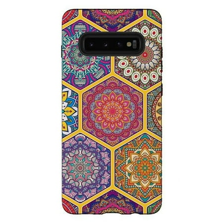 ArtsCase - StrongFit Designers Mosaic Mandalas 77 Case for Samsung Galaxy S10+ - Yellow/Red/Purple/Orange/Blue