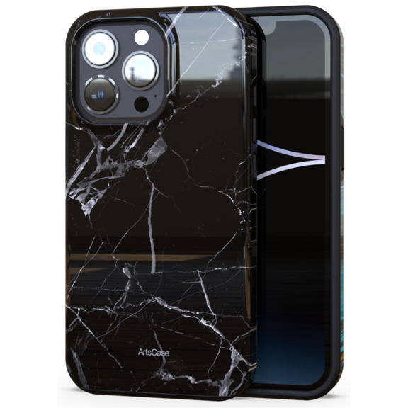 ArtsCase - Print Design Tough Case for iPhone 15 Pro Max - Noir Marble