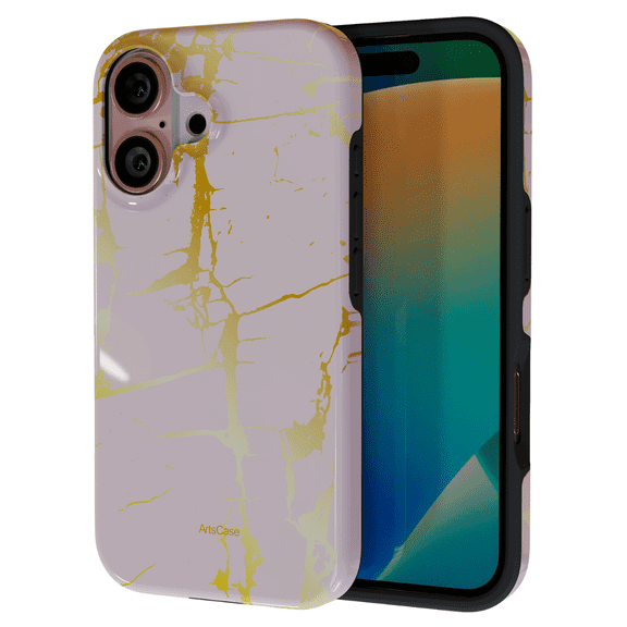 ArtsCase - Print Design Tough Case for iPhone 16 - Marble Gold Grunge