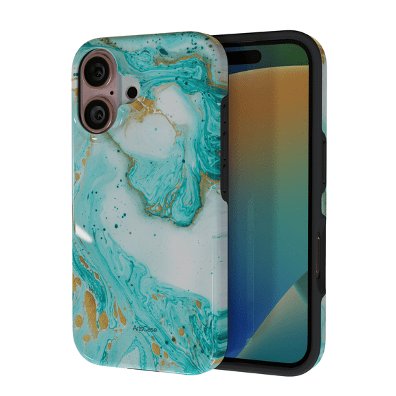 ArtsCase - Print Design Tough Case for iPhone 16 - Waves Teal