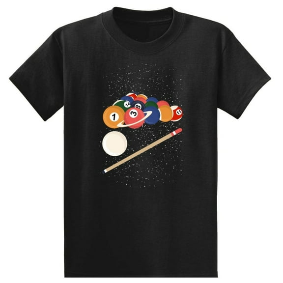Artsadd Billiards Print Black T Shirt Billiard Space Graphic Tee Men's Shirts Men's Graphic T-Shirt