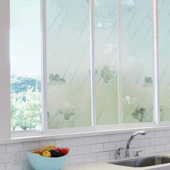 Artscape Silver Rose 24" x 36" Window Film with Frosted Glass Design