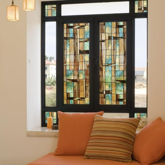 Artscape City Lights 24" x 36" Window Film with Stained Glass Design