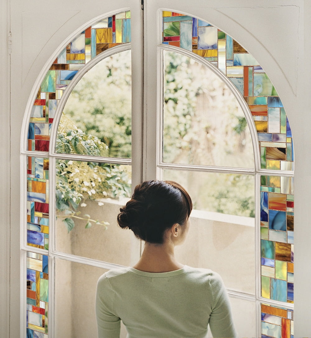 24" x 36" Multicolor Stained Glass Look Privacy Window Film