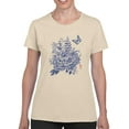 thumbnail image 1 of Artshine Blue And White Floral Ii T-Shirt Women -Gabby Malpas Designs, Female Medium, 1 of 4