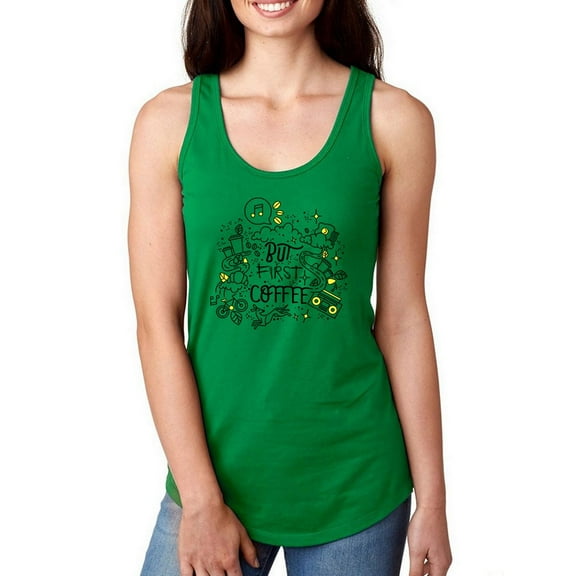 Artshine But First Coffee Racerback Tank Women -George & Gina Designs, Female Medium
