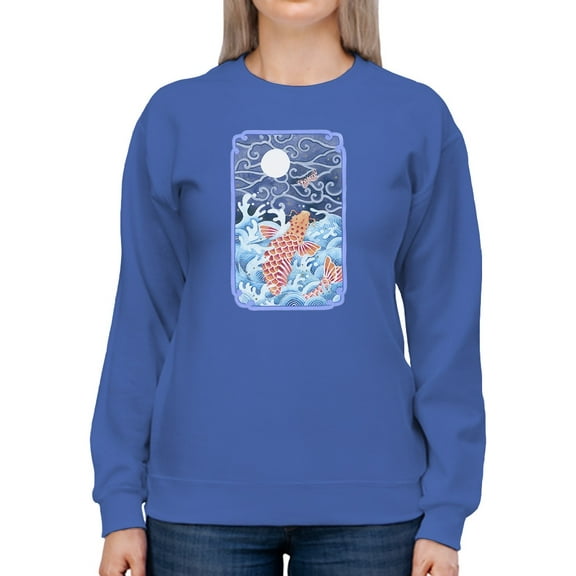Artshine Leaping Carp And Moth Sweatshirt Women -Gabby Malpas Designs, Female XX-Large
