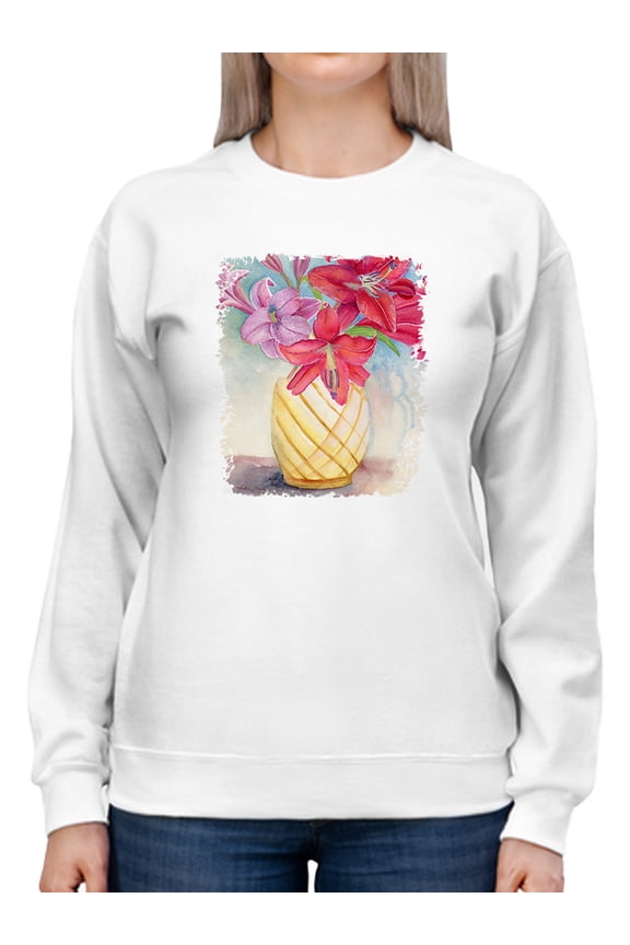Purple Red Lillums Sweatshirt Women -Katie Lloyd Designs, Female XX-Large