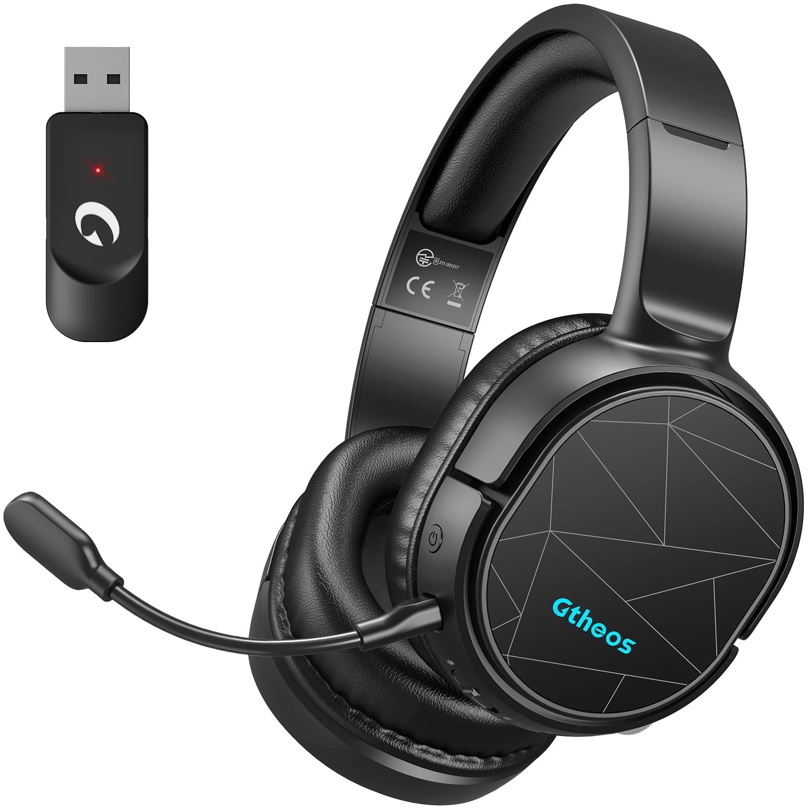 Ecomoment Wireless Gaming Headset Compatible for PS5 Switch PC Mac, 2.4 GHz/Bluetooth 5.2 Gaming Headphones with Noise Cancelling Microphone 40+ Hours Battery Life,3.5mm Wired for Xbox Series