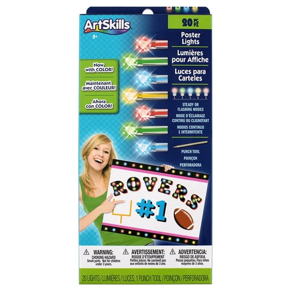 Artskills 20 LED Rainbow Poster Lights for Pictures Signs, Decorative School Office Board Displays