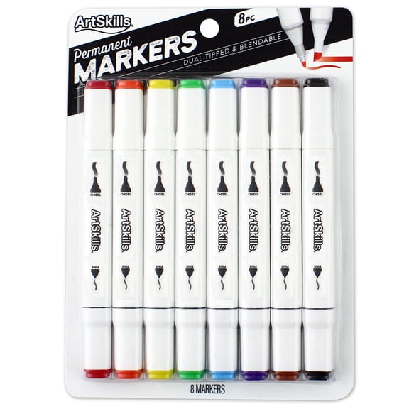 Artskills 8 Bright Dual-Ended Project Permanent Markers for Adults