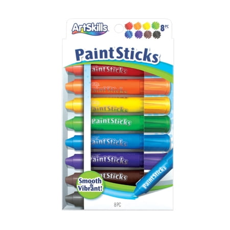 Smudge-Free Non-Toxic Paint Crayon Sticks, 8 Rainbow Colors