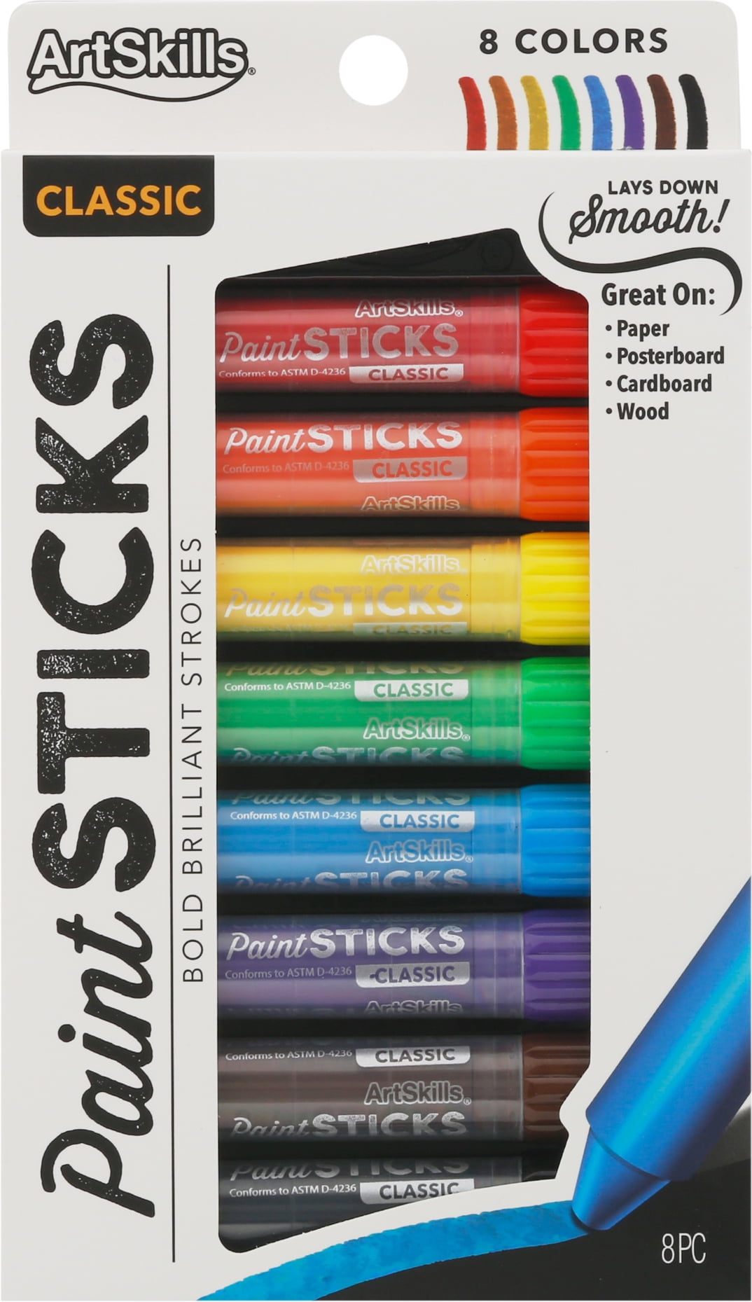 Artskills® Paint Sticks, 0.14 Oz, Assorted Colors, Pack Of 8