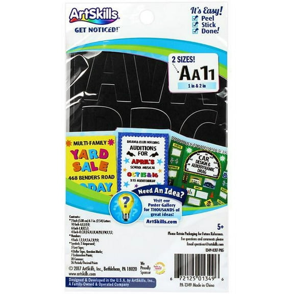 Artskills Vinyl Letters & Numbers - Black Pack of 250