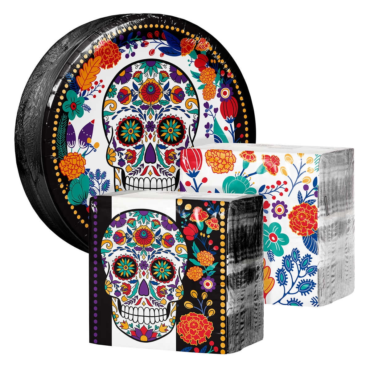 Artstyle Paper Plate & Napkin Bundle, Day of the Dead, 200count