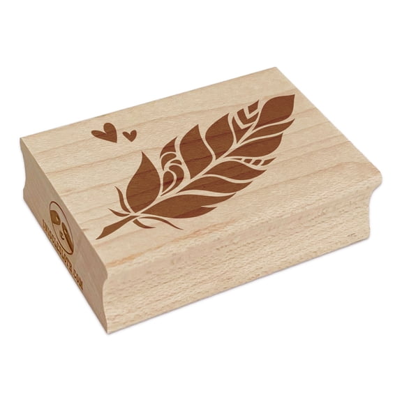 Artsy Boho Bohemian Feather Rectangle Rubber Stamp Stamping Scrapbooking Crafting - Large 2.5in
