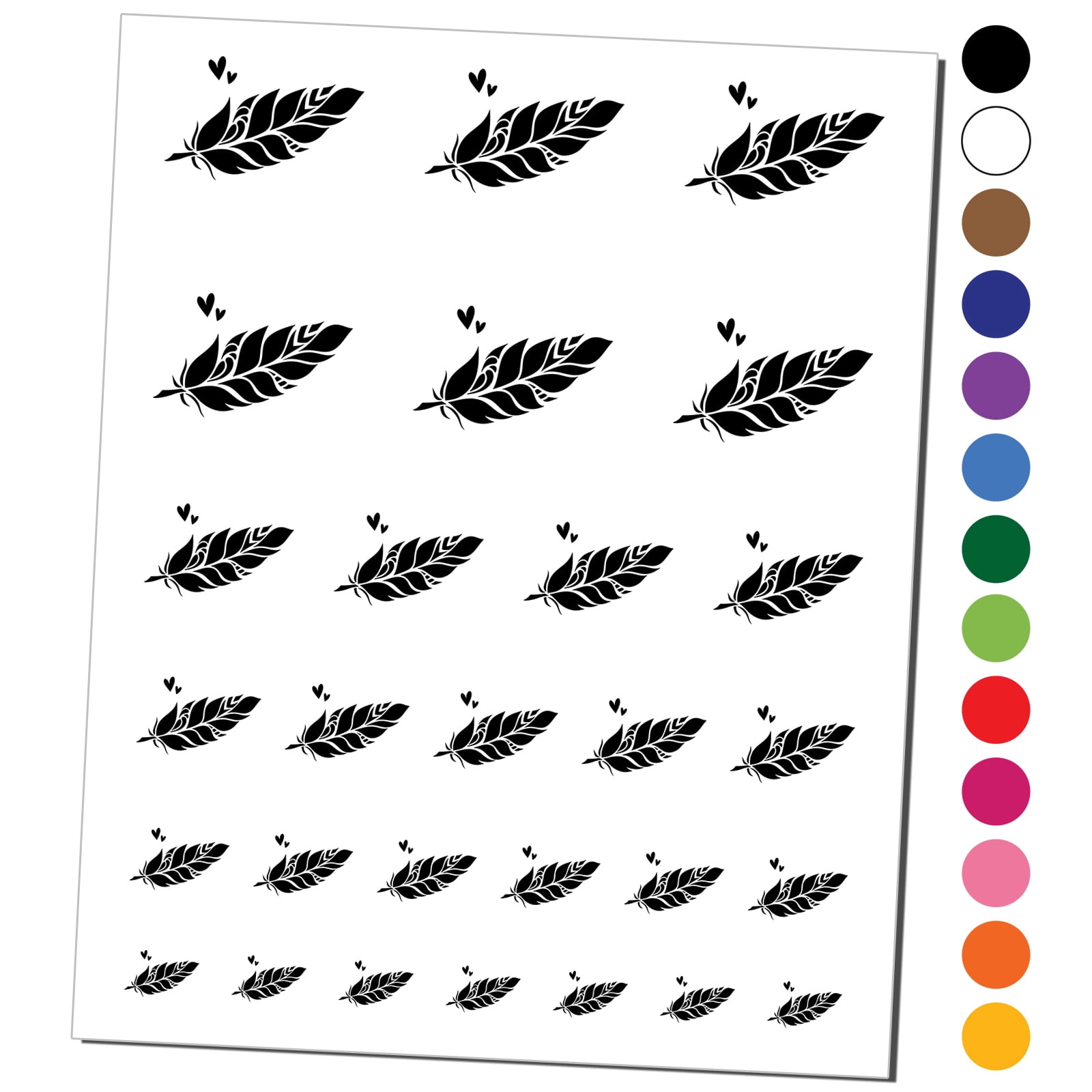 Artsy Boho Bohemian Feather Water Resistant Temporary Tattoo Set Fake ...
