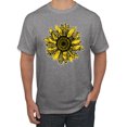thumbnail image 1 of Artsy Cheetah Leopard Print Sunflower Fashion Men's Graphic T-Shirt, Heather Grey, X-Large, 1 of 3