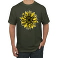 thumbnail image 1 of Artsy Cheetah Leopard Print Sunflower Fashion Men's Graphic T-Shirt, Military Green, 4XL, 1 of 3