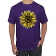 thumbnail image 1 of Artsy Cheetah Leopard Print Sunflower Fashion Men's Graphic T-Shirt, Purple, Medium, 1 of 3