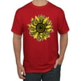 thumbnail image 1 of Artsy Cheetah Leopard Print Sunflower Fashion Men's Graphic T-Shirt, Red, Medium, 1 of 3