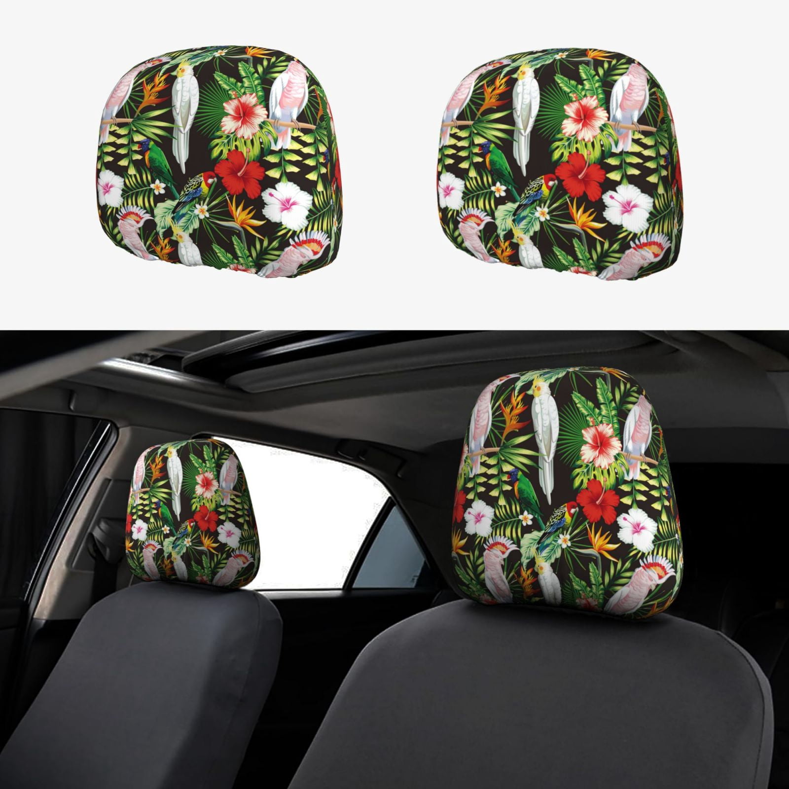 Parrot Headrest Pillow Protectors With Non Slip Bottoms