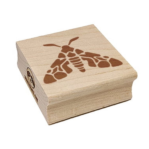 Artsy Detailed Moth Spring Summer Nature Lamp Square Rubber Stamp Stamping Scrapbooking Crafting - Large 2.75in