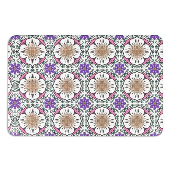Artsy Mats Flower White Quick Dry Diatomite Non Slip Stone Bath Mat- 1 Count