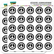 Artsy Peace Sign Symbol Black White 50 1" Planner Calendar Scrapbooking Crafting Stickers