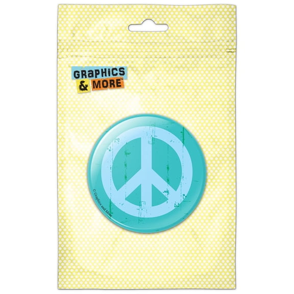 Artsy Peace Sign Symbol Teal Pinback Button Pin Badge