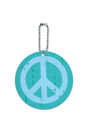 Peace Sign Symbol Teal Round Lugga
