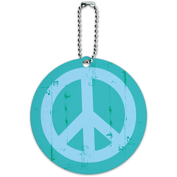 Artsy Peace Sign Symbol Teal Round Lugga