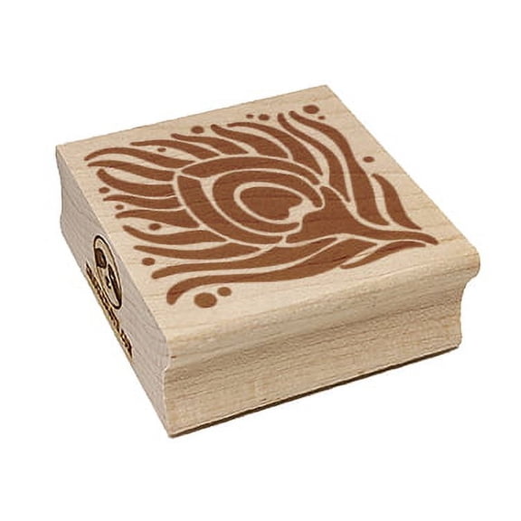 Artsy Peacock Feather Square Square Rubber Stamp Stamping Scrapbooking Crafting - Small 1.25in